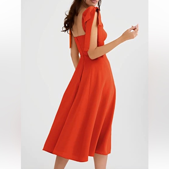 ✨NEW - Sweetheart Neckline Tie Strap Slit Sleeveless Midi Party Cocktail Dress - Picture 4 of 12